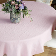 亚麻圆桌桌布布艺现代简约家用圆形餐桌垫北欧高档纯色台布桌子垫