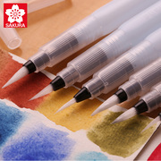 日本樱花自来水笔套装初学者软头大容量储水毛笔，单支水彩笔颜料水粉笔美术，专用丙烯画笔油画笔画笔刷水彩画笔