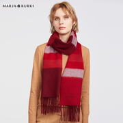 MARJAKURKI玛丽亚古琦红色羊毛羊绒围巾女秋冬季百搭加厚保暖围脖