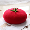 秋冬季宝宝红色画家帽子女生，烧饼帽羊毛呢，甜美水果贝雷帽柿柿如意