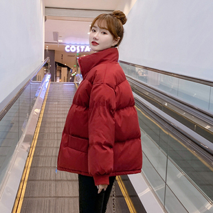 羽绒棉服2023新年款红色韩版大码学生面包服宽松棉袄短款冬季外套
