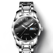防水品牌女士手表钨钢男表夜光，机械手瑞士商务真皮精钢国产腕表