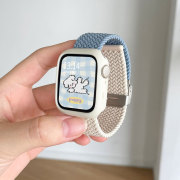 适用applewatchs9拼色编织卡扣表带苹果手表iwatchs87654双色编织se腕带ultra2秋冬替换带云顶创想