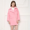 韩版宽松粉红色羊毛大衣直筒型街头甜美公主风可爱中长款毛呢外套