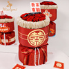 汉唐美婚礼季一体式小香风定型片红色包花布(包花布)结婚领证花束包装材料