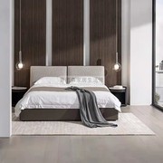 极简婚床真皮布艺拼接意式北欧简约现代格，卧室1.8米主卧双人软床