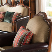 格澜帝尔现代简约美式家具实木真皮沙发，欧式客厅布艺沙发组合套装