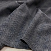 日本进口高端深灰色精纺羊毛蓝色小格子西装马甲抗皱裤子服装布料