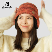 快乐狐狸可爱护耳帽女冬季时尚针织毛线帽子日系女帽保暖633-5589