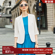 卡米兰法式气质小西装，女2024夏季修身显瘦七分袖休闲百搭外套