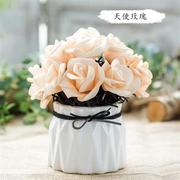 陶瓷花瓶假花摆件装饰花冰箱上的干花束盆景盆花摆设花瓶矮瓶花。