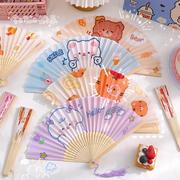 可爱小扇子卡通夏季随身便携学生，少女心儿童折扇迷你日式布面代发