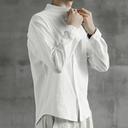 白色亚麻衬衫男秋季长袖，中国风男装，衬衣宽松男士复古棉麻休闲上衣