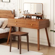 梳妆台现代卧室简约新中式家用胡桃色书桌收纳柜一体小户型化妆桌