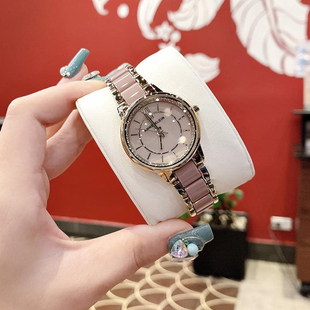 Anne Klein安妮克莱因手表时尚水晶镶钻陶瓷表带休闲石英女腕表