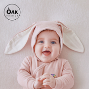 oakfamily婴儿帽子冬季德绒保暖男女，宝宝胎帽新生儿囟门帽