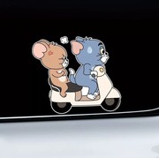 猫和老鼠电动车装饰贴纸汤姆猫可爱创意个性汽车卡通装饰划痕遮挡