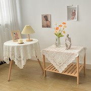 蕾丝桌布餐桌布针织长方形，镂空白色茶几刺绣布艺，欧式床头盖布桌垫