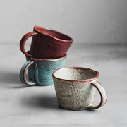 日式创意手工陶土咖啡杯复古餐厅，家用早餐杯大容量茶杯办公马克杯