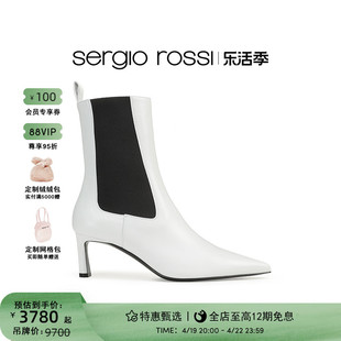 Sergio Rossi/SR女鞋sr Liya系列羊皮尖头高跟短靴