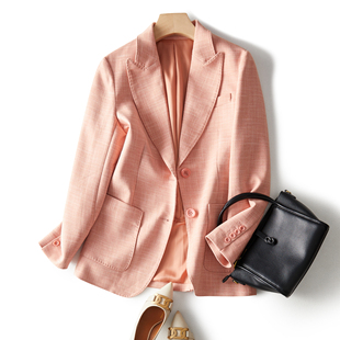 工厂福利 温柔橘粉色气质修身显瘦两粒扣休闲西装外套