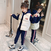 加绒卫衣三件套洋气加厚运动套装韩版潮女童2021儿童冬装国潮