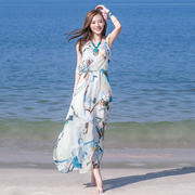 夏季女装波西米亚长裙吊带，露背连衣裙蜜月，装沙滩裙海边度假旅游裙