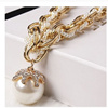 韩国时尚夸张项链大珍珠，坠花瓣多层粗链条，锁骨链女士韩国饰品项链