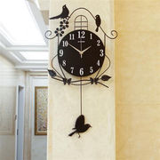 美非凡钟表挂钟客厅创意小鸟，挂钟个性现代装饰挂表简约大气摇摆时