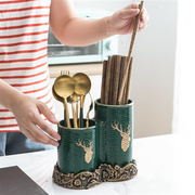 创意家用陶瓷筷子筒沥水，筷子笼双筒筷笼厨房放筷子，架餐具架欧式