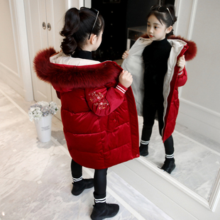 女童冬装棉衣2018韩版儿童，金丝绒棉袄冬季中长款加厚女童外套