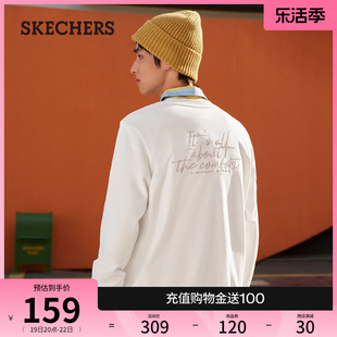 Skechers斯凯奇春秋男装复古时尚卫衣简约百搭舒适圆领套头长袖