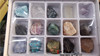 天然水晶玛瑙原石矿石15款石矿物(石矿物)标本裸石，盒装c款学生科普礼物