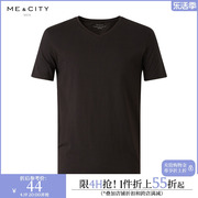 MECITY男装夏季亲肤轻薄棉混纺弹力修身休闲V领T恤男士t恤短袖