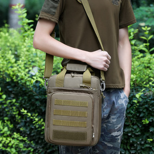 新战术手提包A4书男士包单肩包斜挎包工具包12寸平板电脑包竖款小
