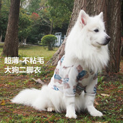 狗狗衣服中大型犬网纱薄款金毛拉布拉多夏季超薄透气网眼二脚衣