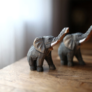 手作手工雕刻木雕大象摆件小动物摆件木质小玩意木制工艺品