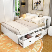 高箱床储物床收纳床抽屉，床1.5米1.8米榻榻米床，板式双人床婚床w-25