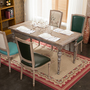 美式乡村餐桌组合实木桌，复古做旧拉丝松木餐桌，茶几餐厅约长方桌