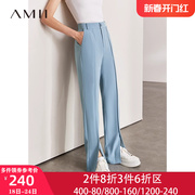 amii2024春装雪纺西装裤，女直筒高腰显瘦小个子，夏季休闲裤女款