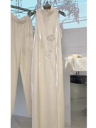 2024春季新中式女装中国风长裙独特超好看白色丝绒无袖连衣裙