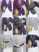 vintage复古毛衣古着紫色可爱文艺森女开衫粗线毛衣气质法式日系