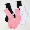 3双粉色纯色袜子日系女中筒袜白色男长袜，百搭街拍潮袜情侣