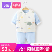 麒婧秋冬0-3个月新生婴儿男女，宝宝衣服家居，内衣保暖和服套装2件套