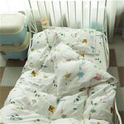 儿童被套双层f纱纱布床单婴儿全棉A类幼J儿园三件套单件床笠可定