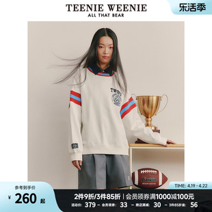 TeenieWeenie小熊圆领套头卫衣宽松韩版女装短款上衣潮