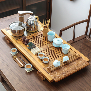 茶具套装家用柯木实木茶盘整套功夫四合一体电磁炉茶海茶台全自动