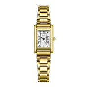 歌迪复古轻奢长方形银壳银石英，钢带气质手表，女士时尚男国产腕表