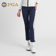 美国PGA 高尔夫裤子女士秋冬九分裤加绒内里弹力腰带运动球裤