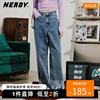 nerdy2023韩国潮牌夏季牛仔裤，大字母logo直筒裤男女同款长裤